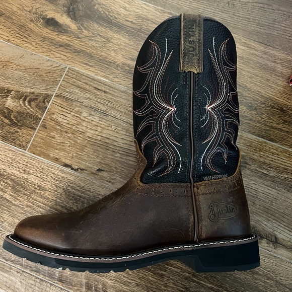 Justin Men's Waterproof EH Non-Steel Wellington Stampede Work Boots Sz 8EE - Picture 5 of 8